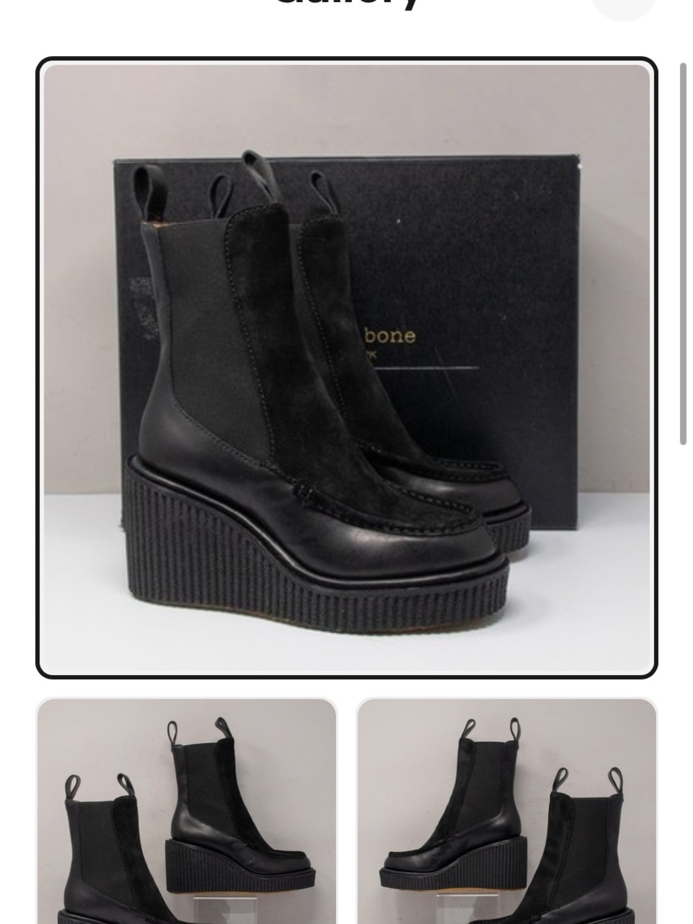 rag & bone Black Suede and Leather Platform Chelsea Boots